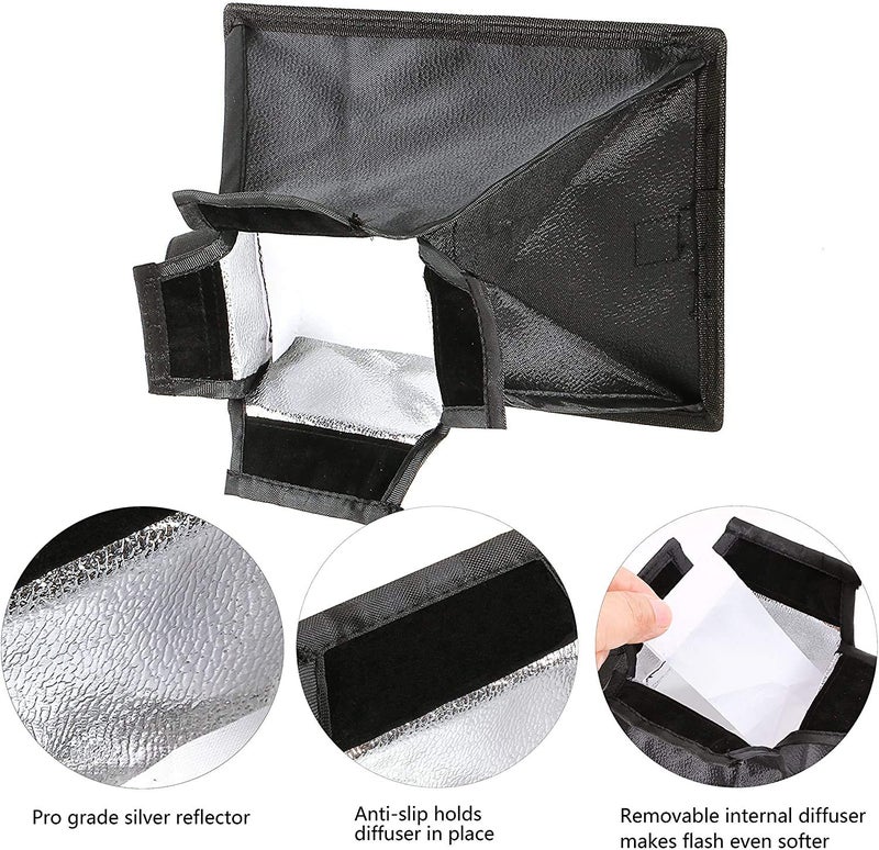 waka Flash Diffuser Light Softbox, [2 Pack] Speedlight Softbox Collapsible with Storage Pouch - 8" Octagon Softbox + 8"x6" for Canon, Yongnuo and Nikon Speedlight - Image 2
